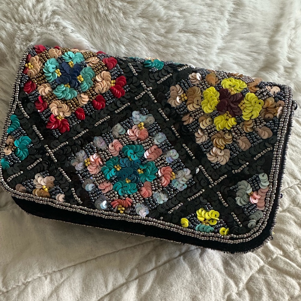 Anthropologie Sequin Embellished Crossbody shoulder Purse